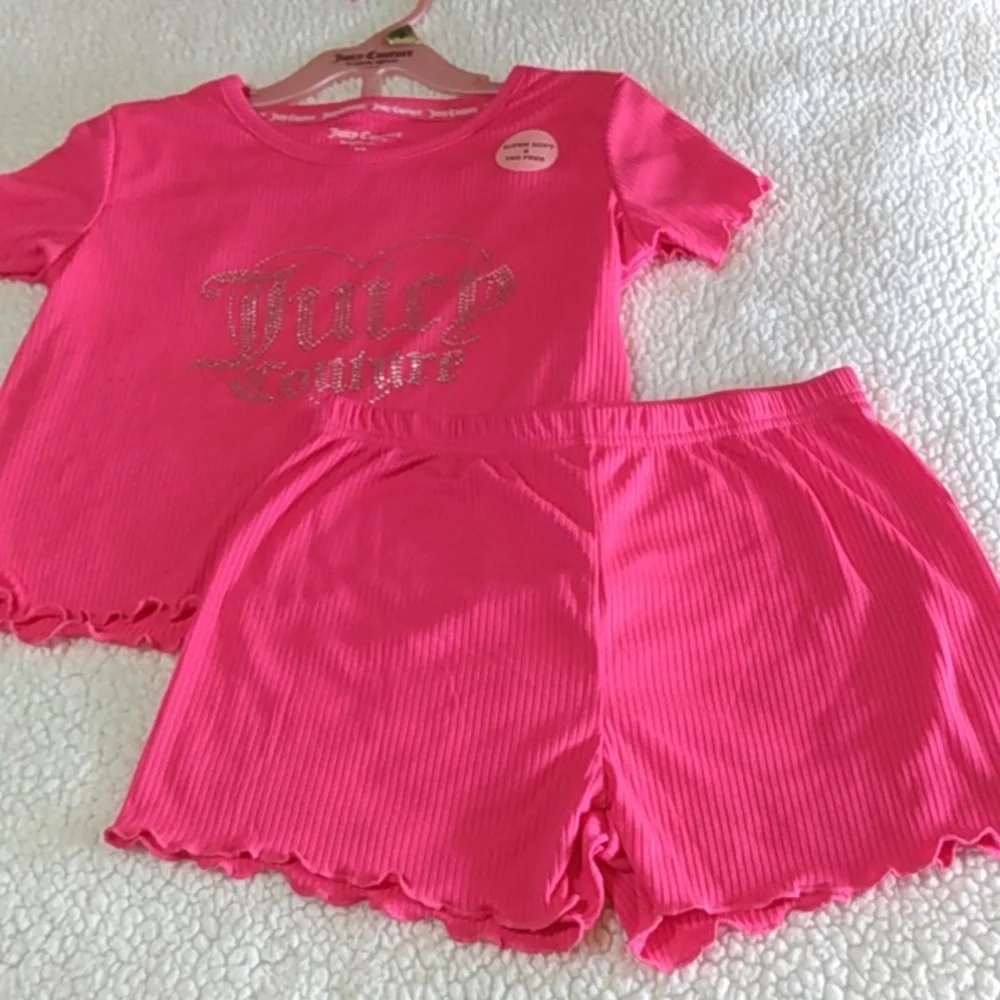 Juicy Couture pajama set • 2-piece • pink‎ rhinestone logo • Girls 7/8 • NWT